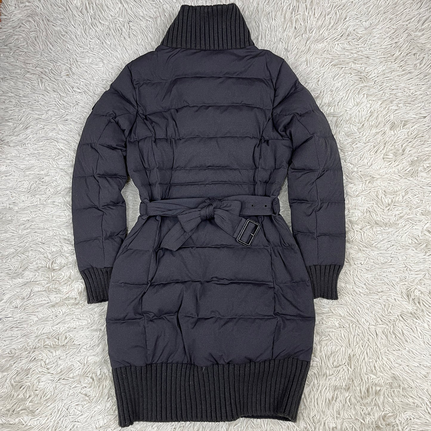 THE NORTH FACE WHITE LABEL ノースフェイス ホワイトレーベル ロングダウンコート リブ付き ベルト付き グレー レディース M(90)#60