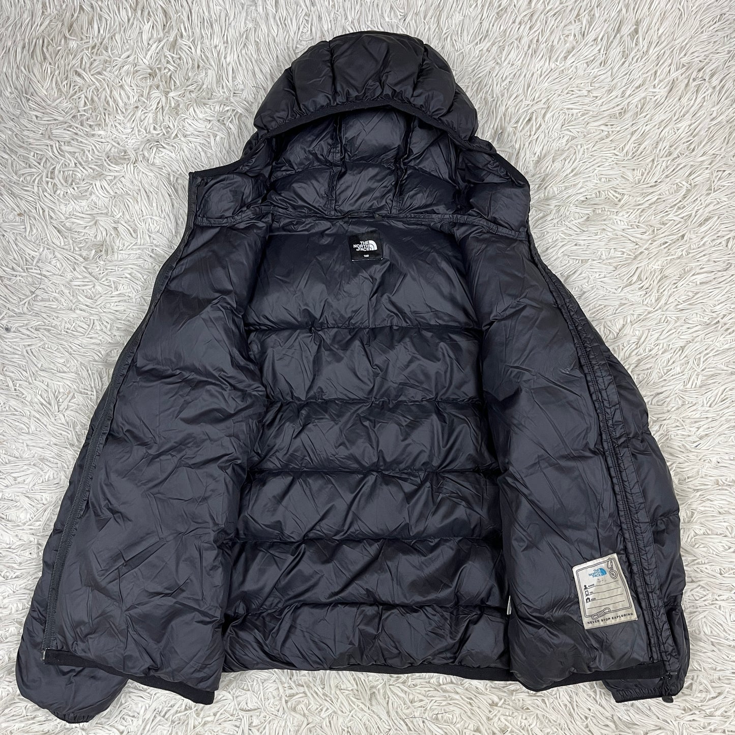 THE NORTH FACE ノースフェイス ダウンジャケット ブラック キッズ160(約レディースS相当) フード付き NJ3NM72S #61