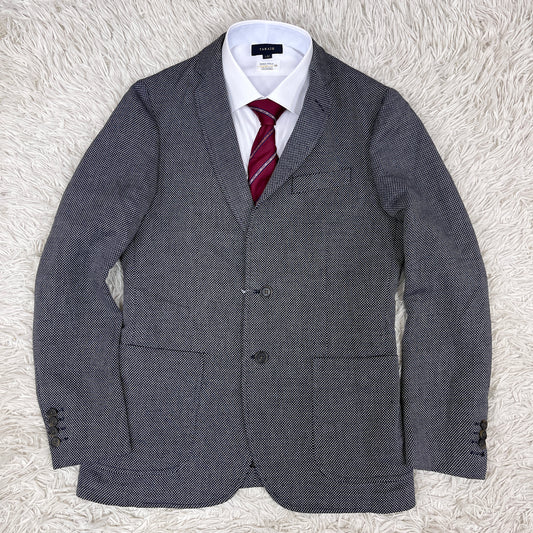 【新品】LACOSTE ラコステ ジャケット ハウンドトゥース柄 白×紺 メンズM(FR48)高級テーラード #100