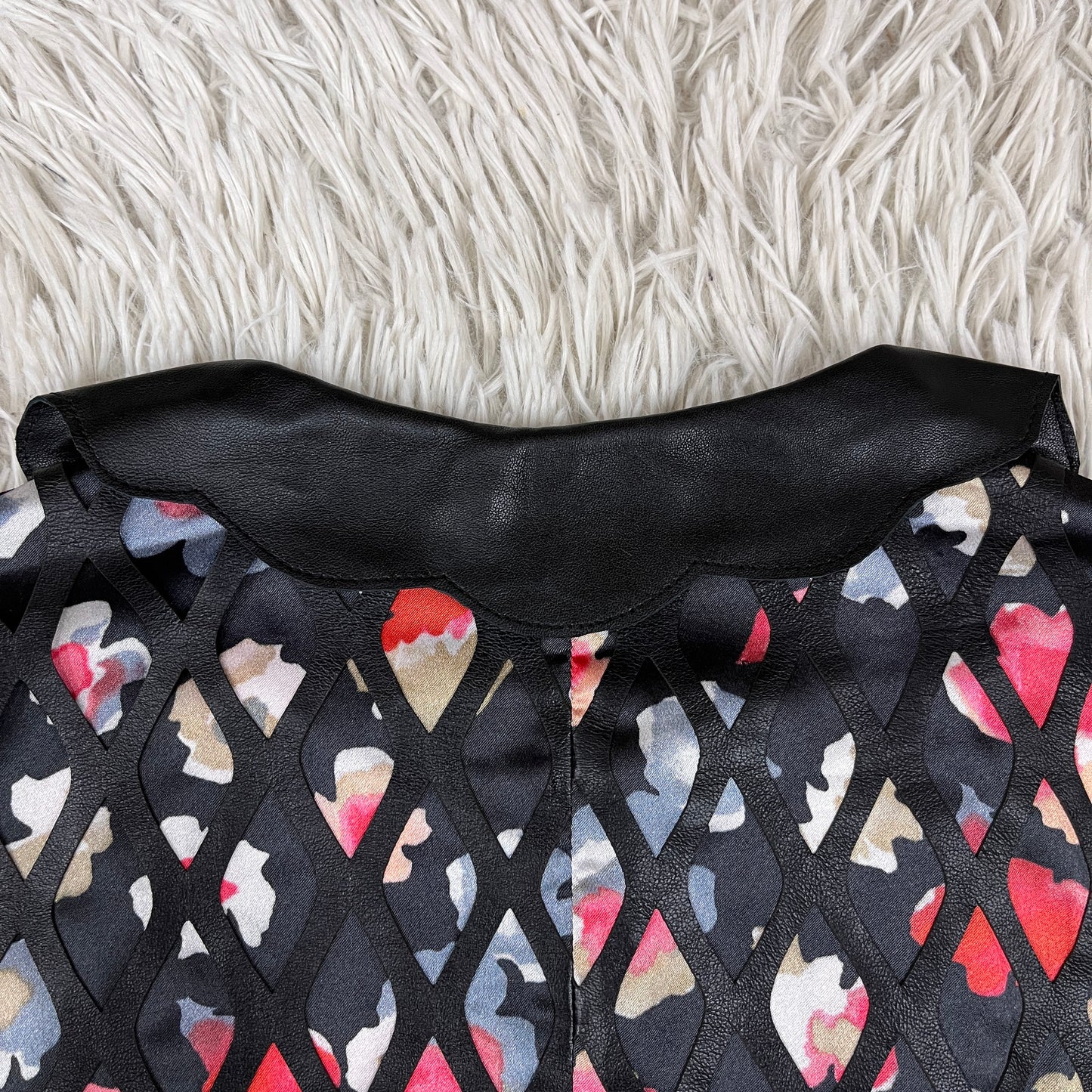 GIORGIO ARMANI ジョルジオ アルマーニ 花柄 レザー ジャケット レディース M #105