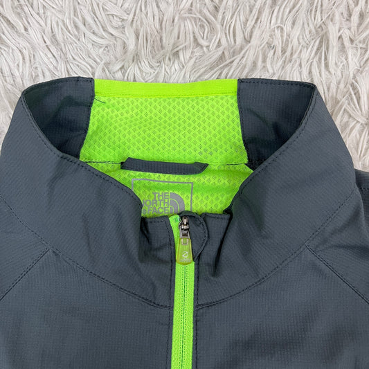 THE NORTH FACE(ザ・ノースフェイス)フライトシリーズ ランニングジャケット メンズ95(M) ウインドブレーカー グレー×ライムグリーン 軽量/速乾/反射材付き #108