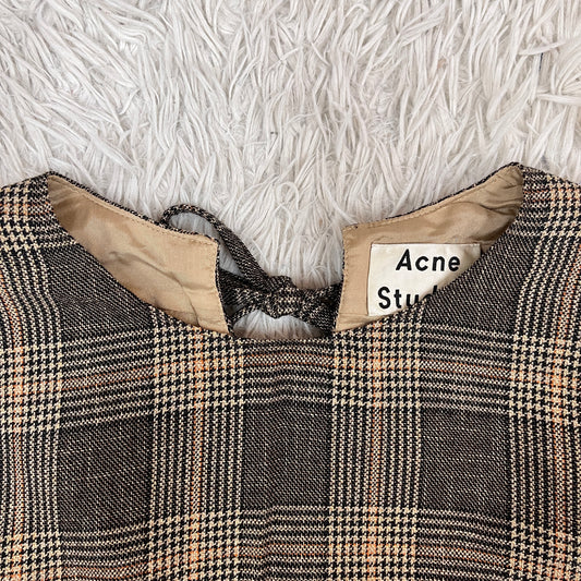 Acne Studios チェック柄 ウール混 ワンピース ブラウン系 サイズ36 ポーランド製 #113