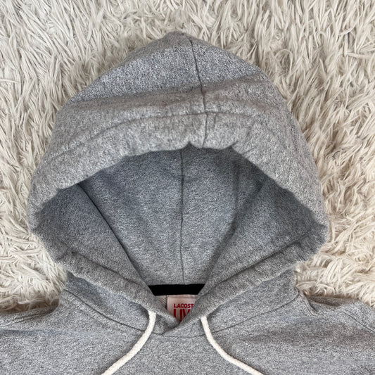 LACOSTE L!VE ラコステ フード付きスウェットパーカー グレー サイズ3 M相当 ワンポイントロゴ 裏起毛 #115