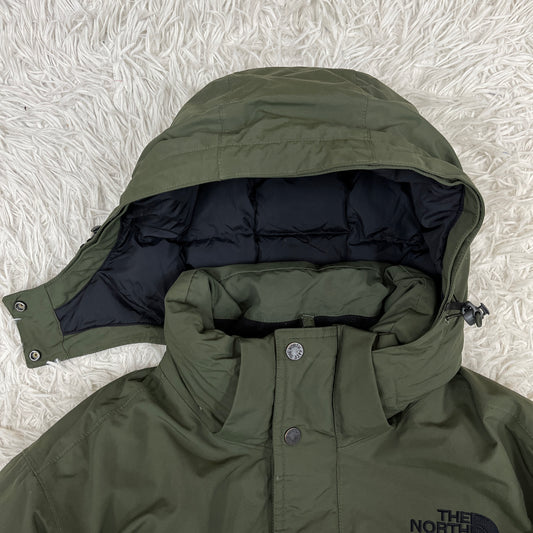【THE NORTH FACE】ザ ノース・フェイス HyVent 高機能ダウンジャケット Keep-Heat搭載 メンズM(95) カーキ フード着脱可 #139