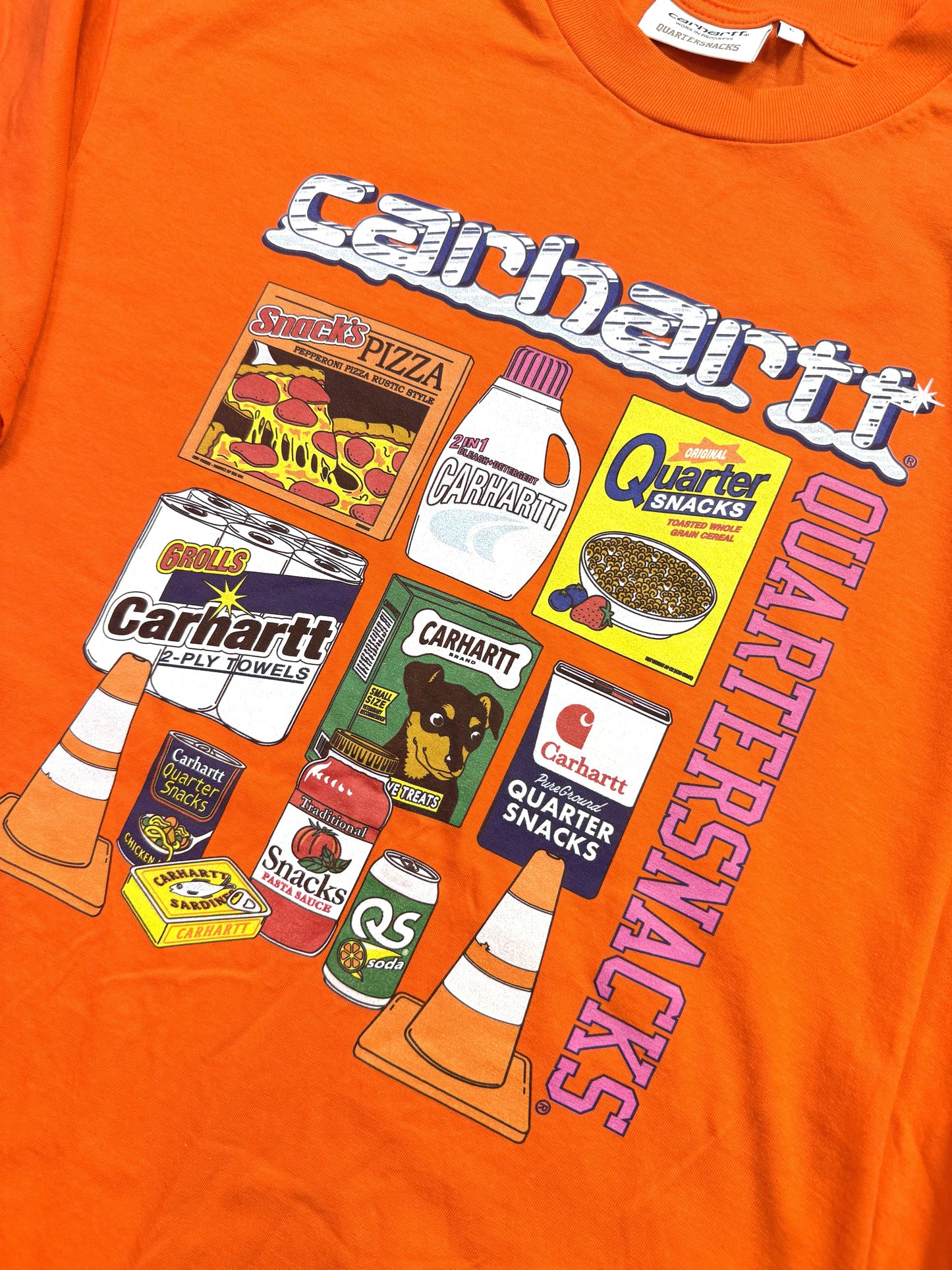 Carhartt WIP × Quartersnacks グラフィックTシャツ オレンジ Lサイズ