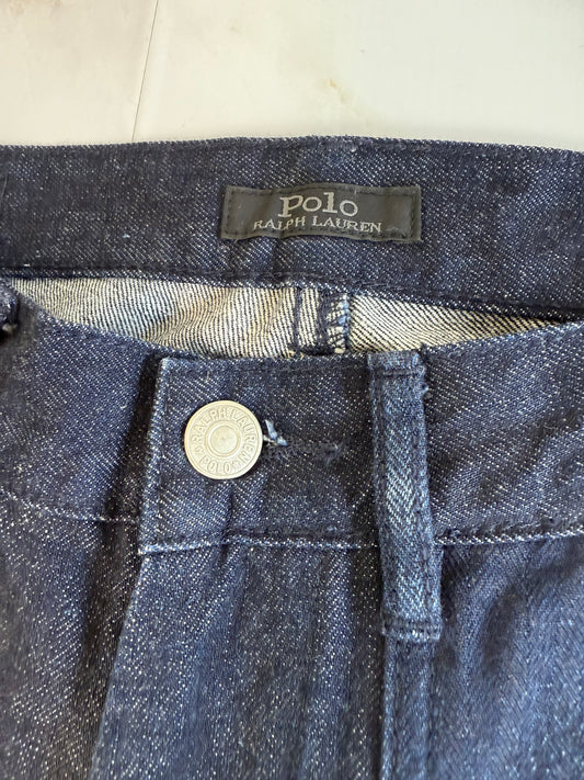 【POLO RALPH LAUREN】ハイライズ ワイドストレートデニムパンツ|26インチ|上質コットン100%/フロントポケット仕様