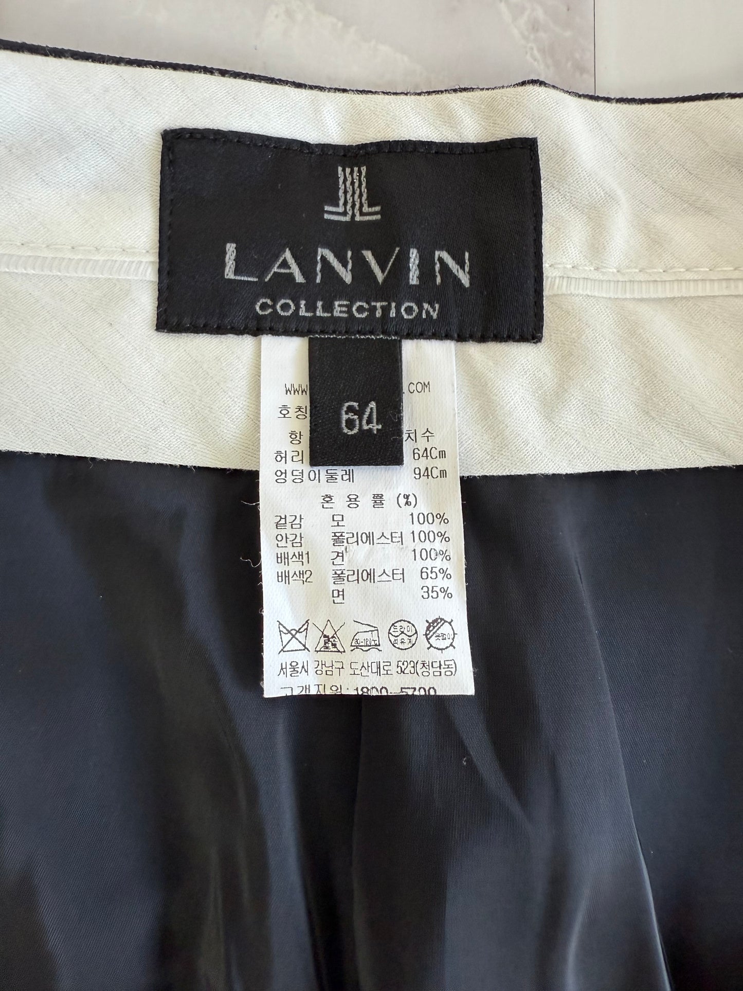 LANVIN COLLECTION ブラック スラックス パンツ 64サイズ ウール100% | 上品シルエット&裏地付き