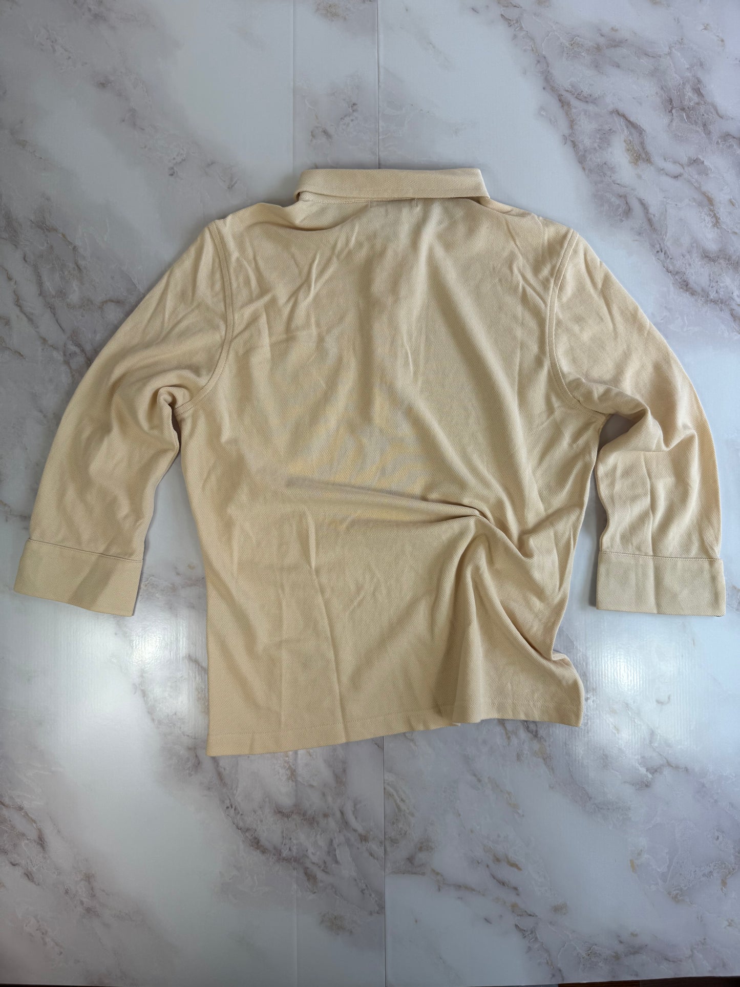 【BURBERRY】バーバリー ロンドン ハーフジップ ポロシャツ ノバチェック切替 ベージュ Mサイズ相当 コットン100% 英国ブランド