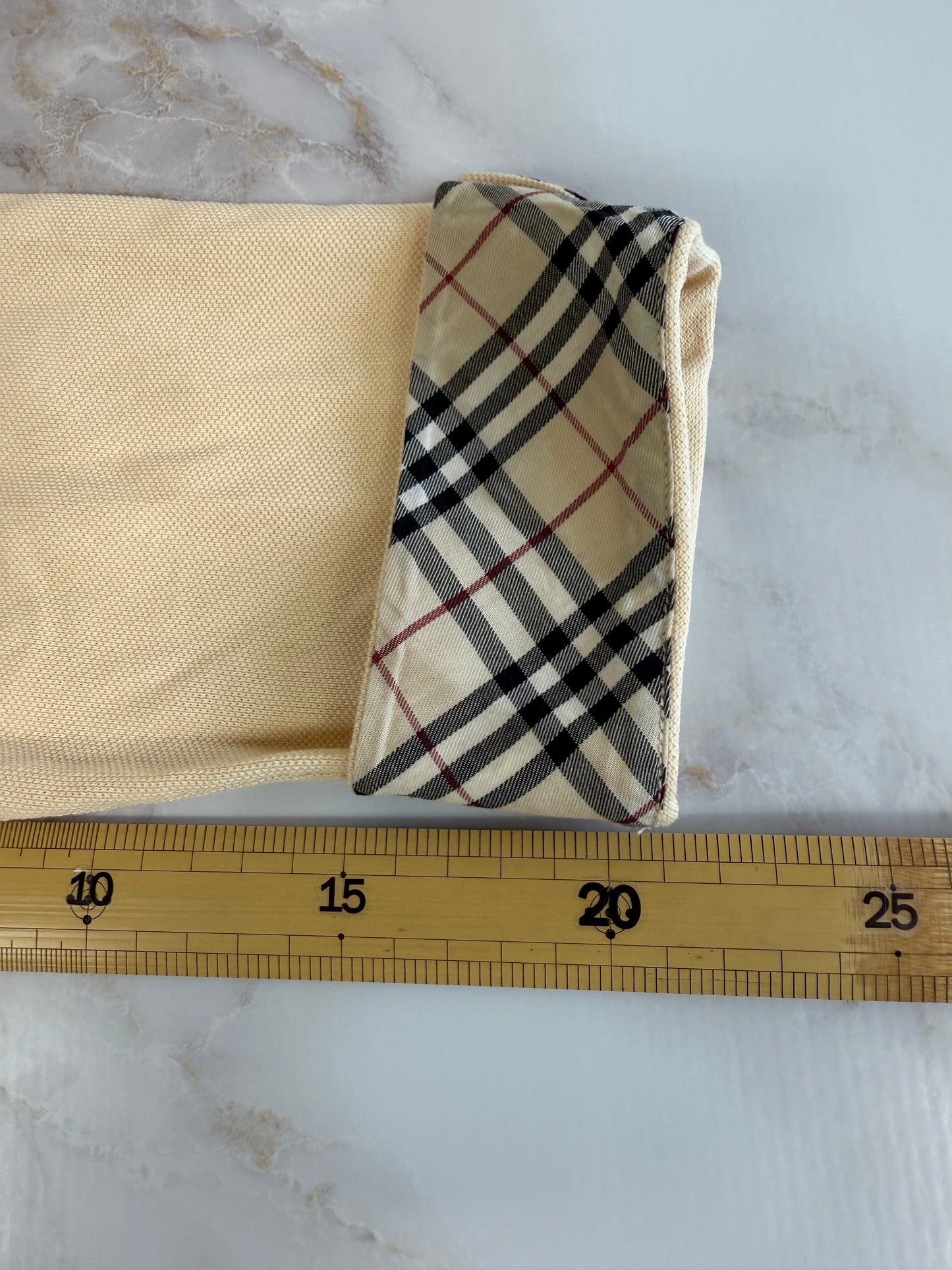 【BURBERRY】バーバリー ロンドン ハーフジップ ポロシャツ ノバチェック切替 ベージュ Mサイズ相当 コットン100% 英国ブランド