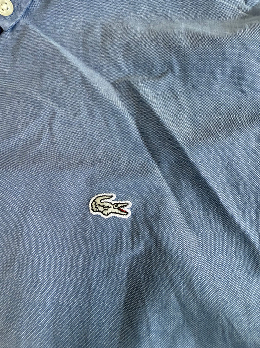 【LACOSTE】スリムフィット ボタンダウンシャツ FR40 (US15 3/4) | ラコステ ワンポイントロゴ メンズ 長袖シャツ | 上品ブルー