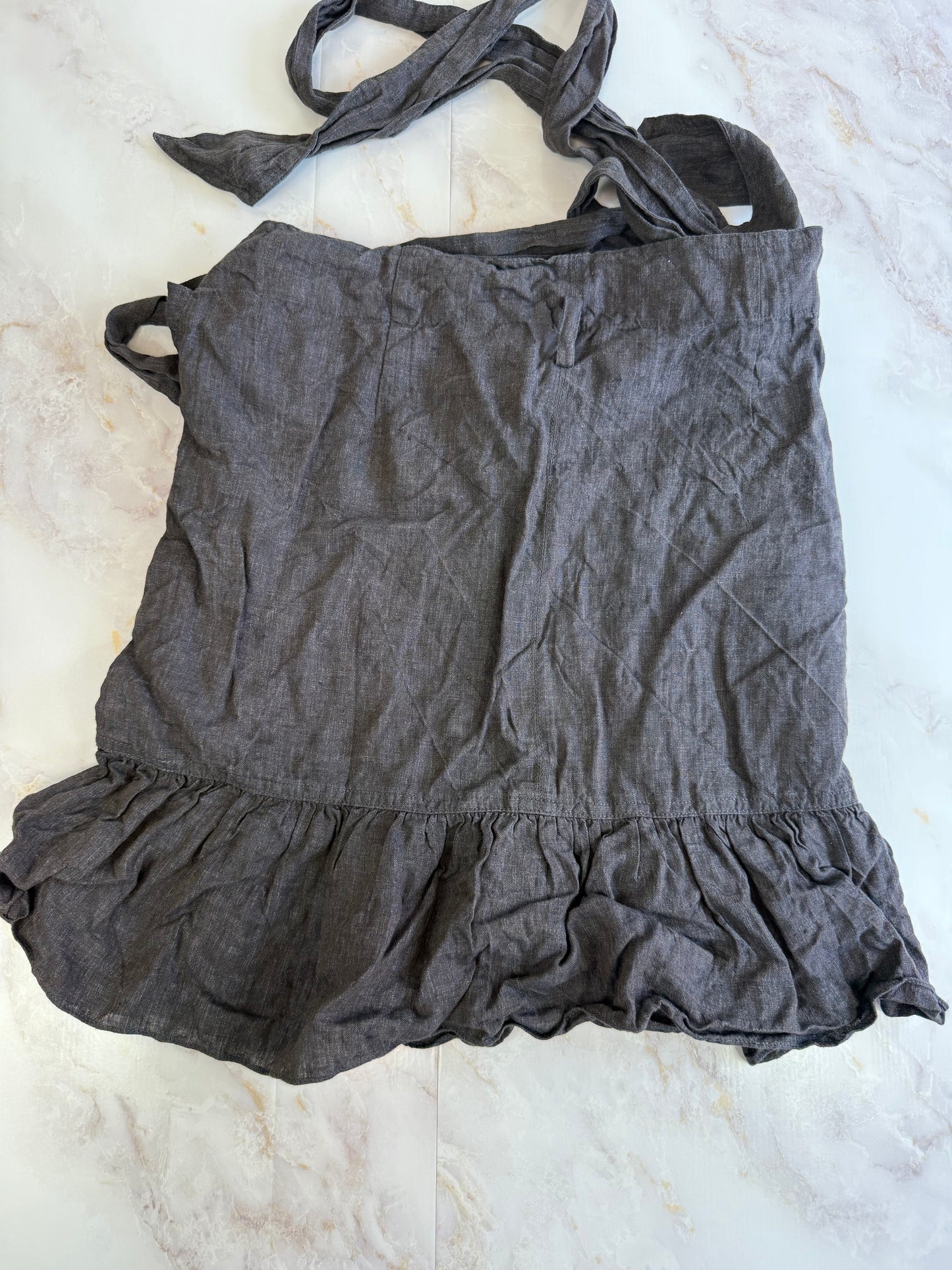 【ISABEL ÉTOILE MARANT】フリルラップワンピース リネン混 グレーブラック | フランス発 上品な立体シルエット