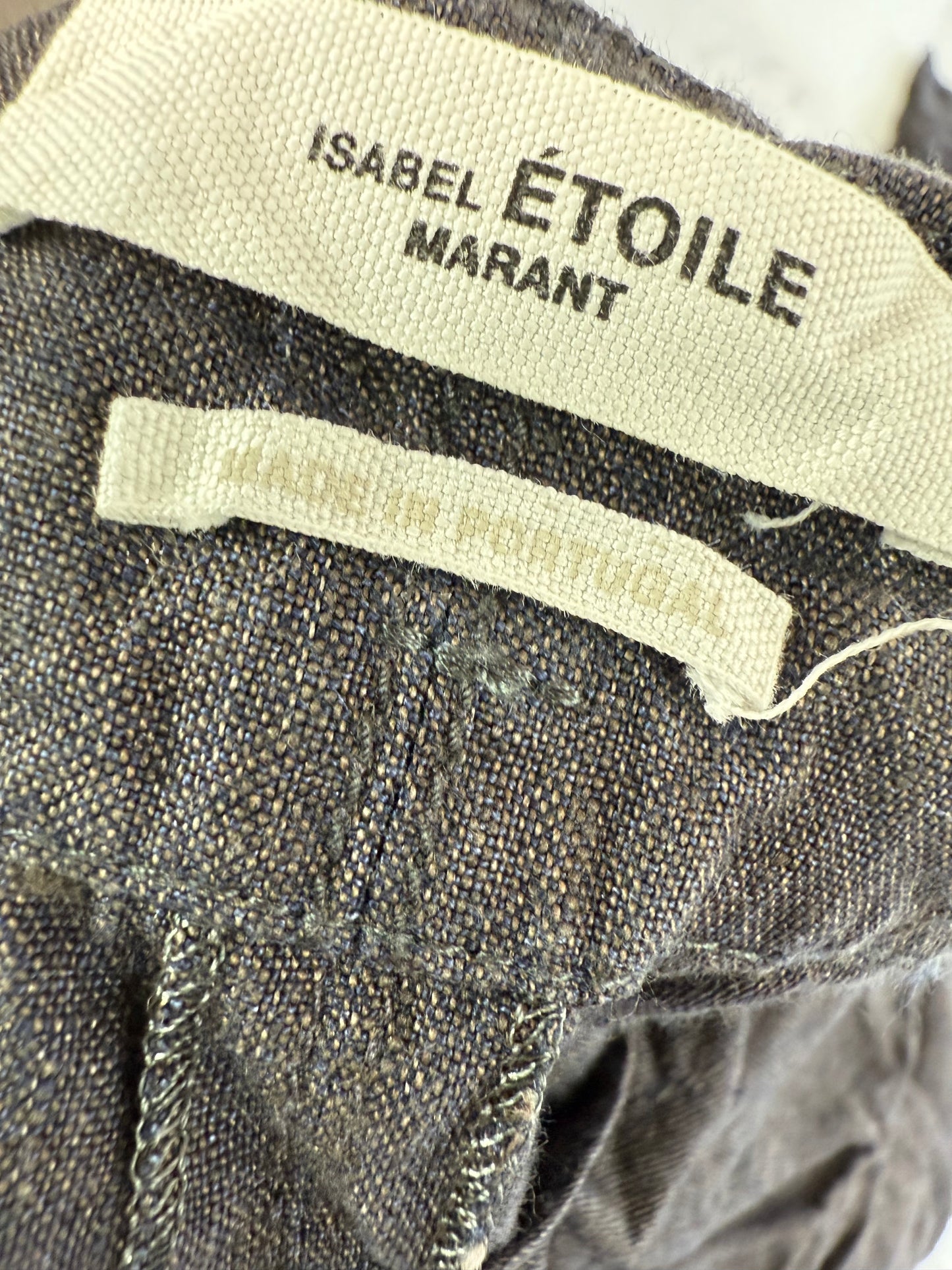 【ISABEL ÉTOILE MARANT】フリルラップワンピース リネン混 グレーブラック | フランス発 上品な立体シルエット