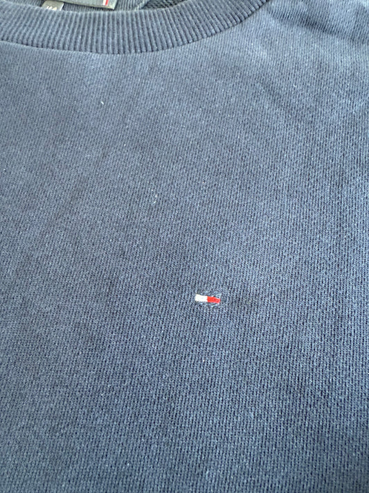 【TOMMY HILFIGER】コットン100% クルーネック スウェット/トレーナー ネイビー 表記164(ユニセックスS相当)フラッグロゴ