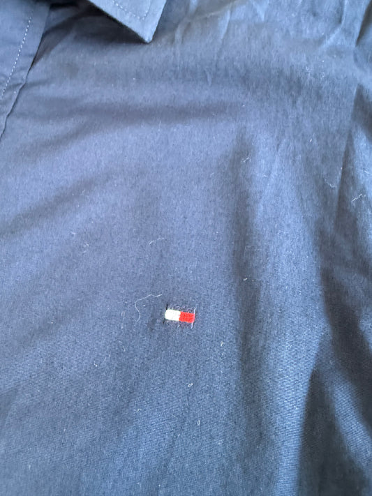 【TOMMY HILFIGER】トミーヒルフィガー 長袖シャツ ネイビー ストレッチ コットン97% メンズ カジュアル&ビジネス対応