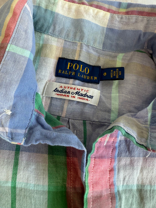 【POLO RALPH LAUREN】ポロ ラルフローレン マドラスチェック シャツワンピース ベルト付き 綿100% インド製 レディース Oサイズ