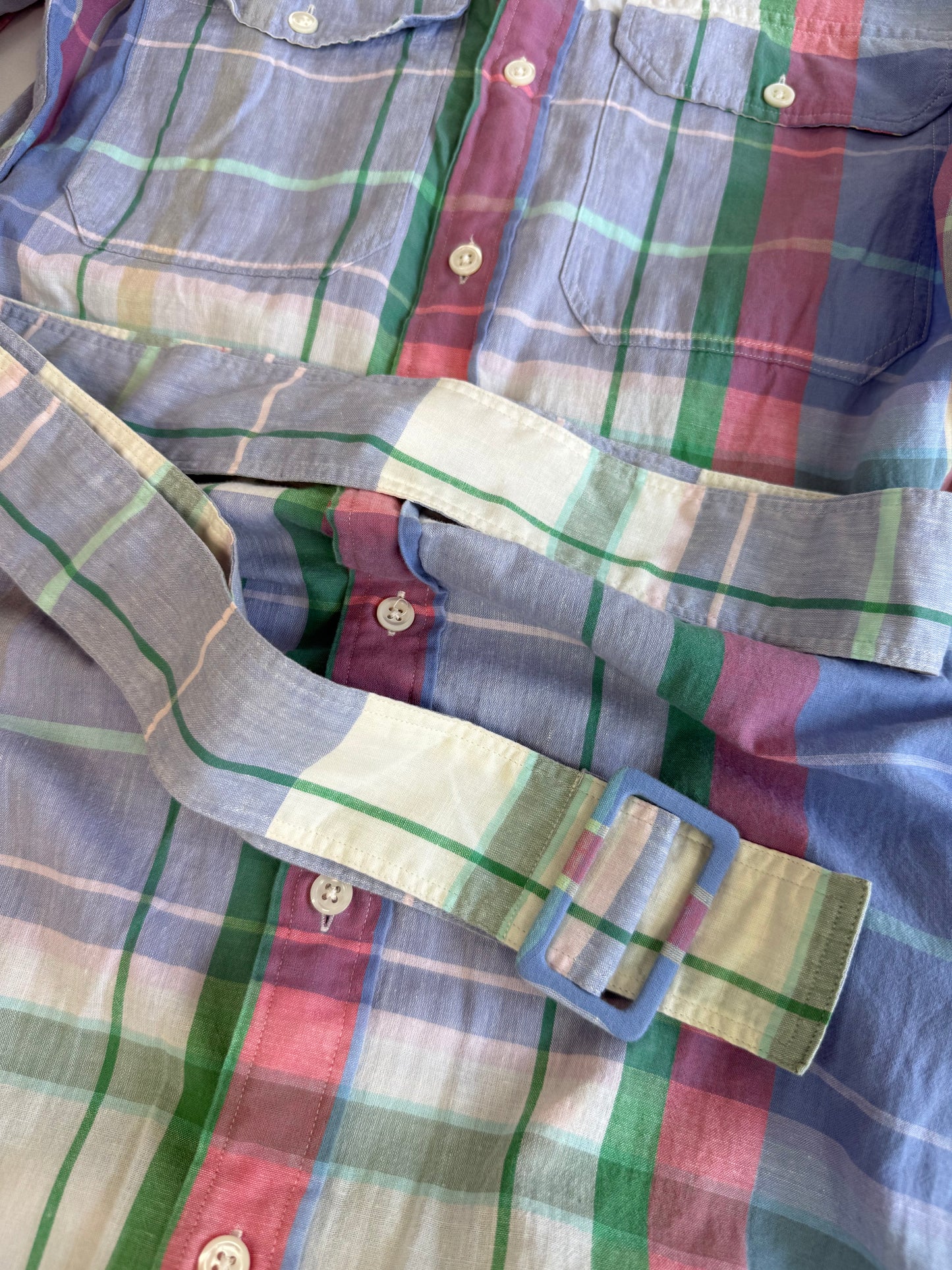 【POLO RALPH LAUREN】ポロ ラルフローレン マドラスチェック シャツワンピース ベルト付き 綿100% インド製 レディース Oサイズ