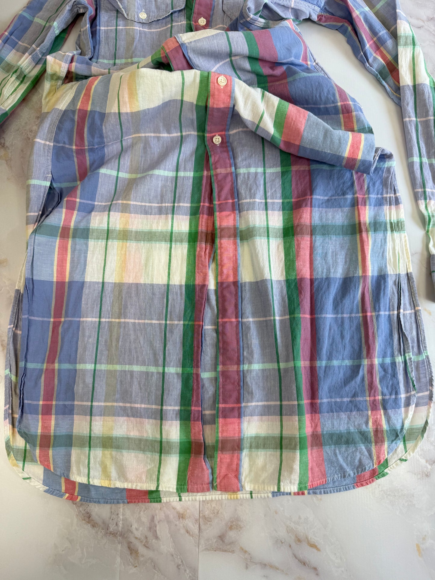 【POLO RALPH LAUREN】ポロ ラルフローレン マドラスチェック シャツワンピース ベルト付き 綿100% インド製 レディース Oサイズ