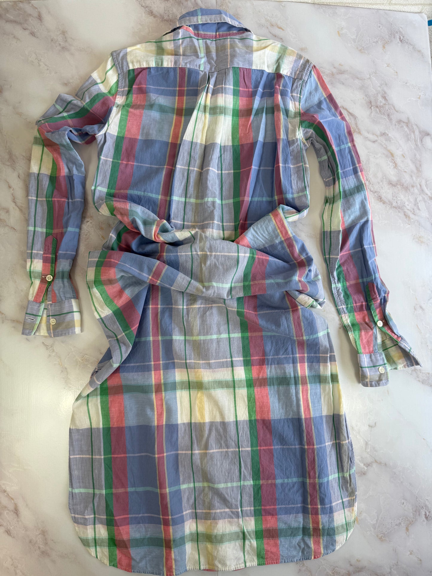 【POLO RALPH LAUREN】ポロ ラルフローレン マドラスチェック シャツワンピース ベルト付き 綿100% インド製 レディース Oサイズ