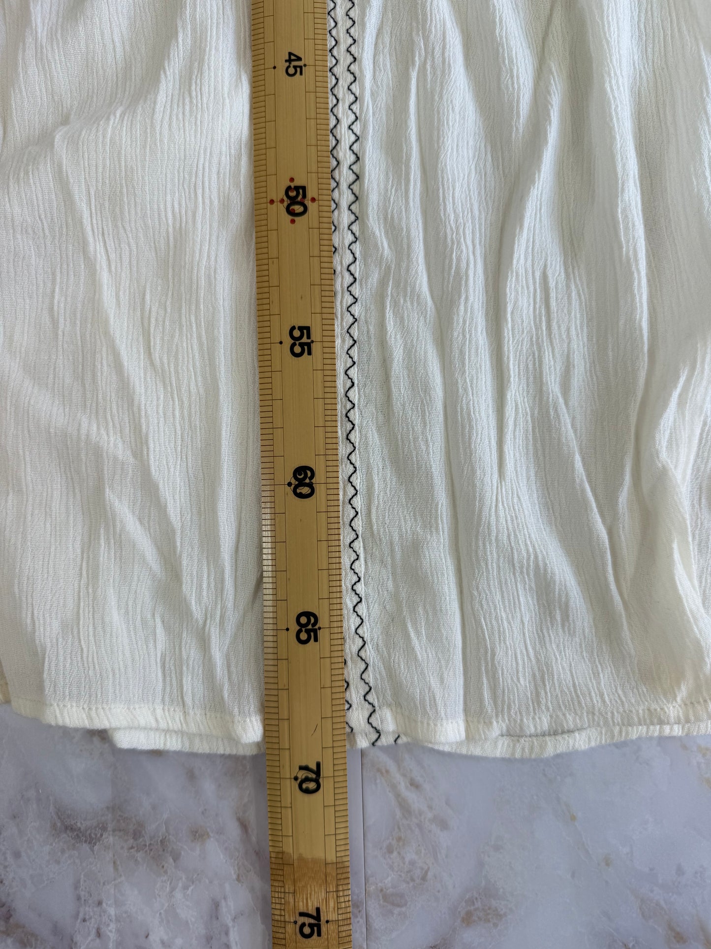 【DENIM & SUPPLY RALPH LAUREN】デニム&サプライ 刺繍 タッセル チュニック 七分袖 クリンクルガーゼ 綿×レーヨン レディース XXS インド製