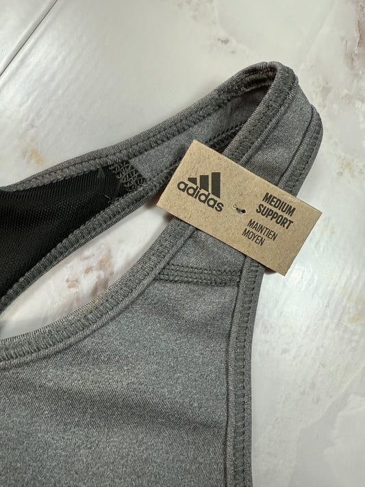 【adidas】アディダス スポーツブラ DRST ASK P BRA XS ミディアムサポート グレー ブラック レディース トレーニングウェア