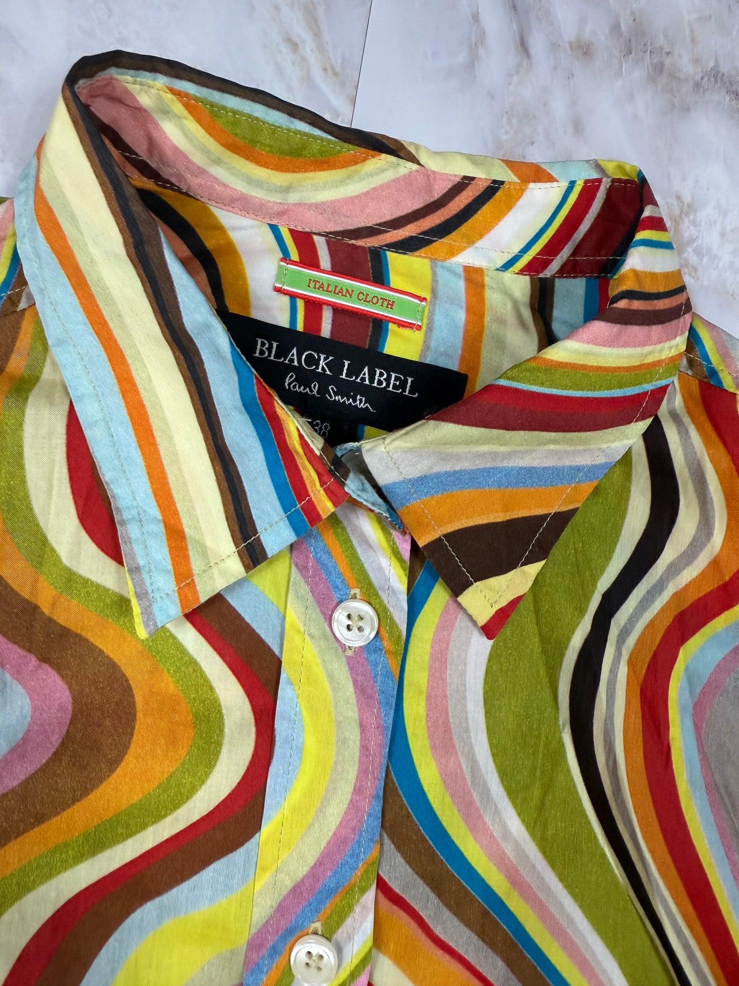 Paul Smith BLACK LABEL|マルチカラー ストライプシャツ 長袖 レディース 38サイズ イタリアンコットン