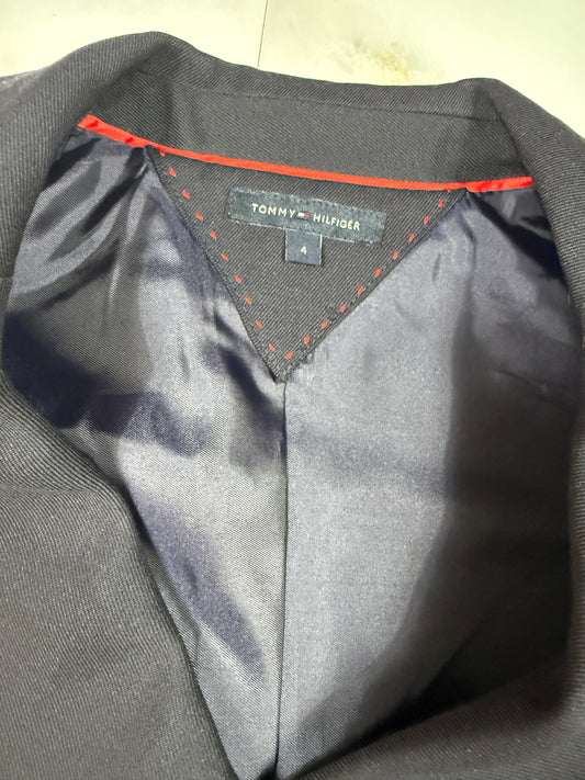 TOMMY HILFIGER|トミーヒルフィガー ノースリーブ ワンピース ネイビー ベルト付き ダブルボタン レディース サイズ4