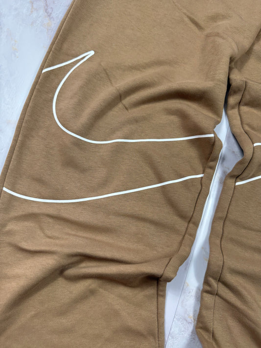 【NIKE】ベージュ スウェットパンツ Lサイズ スウッシュデザイン / カジュアル ジョガーパンツ