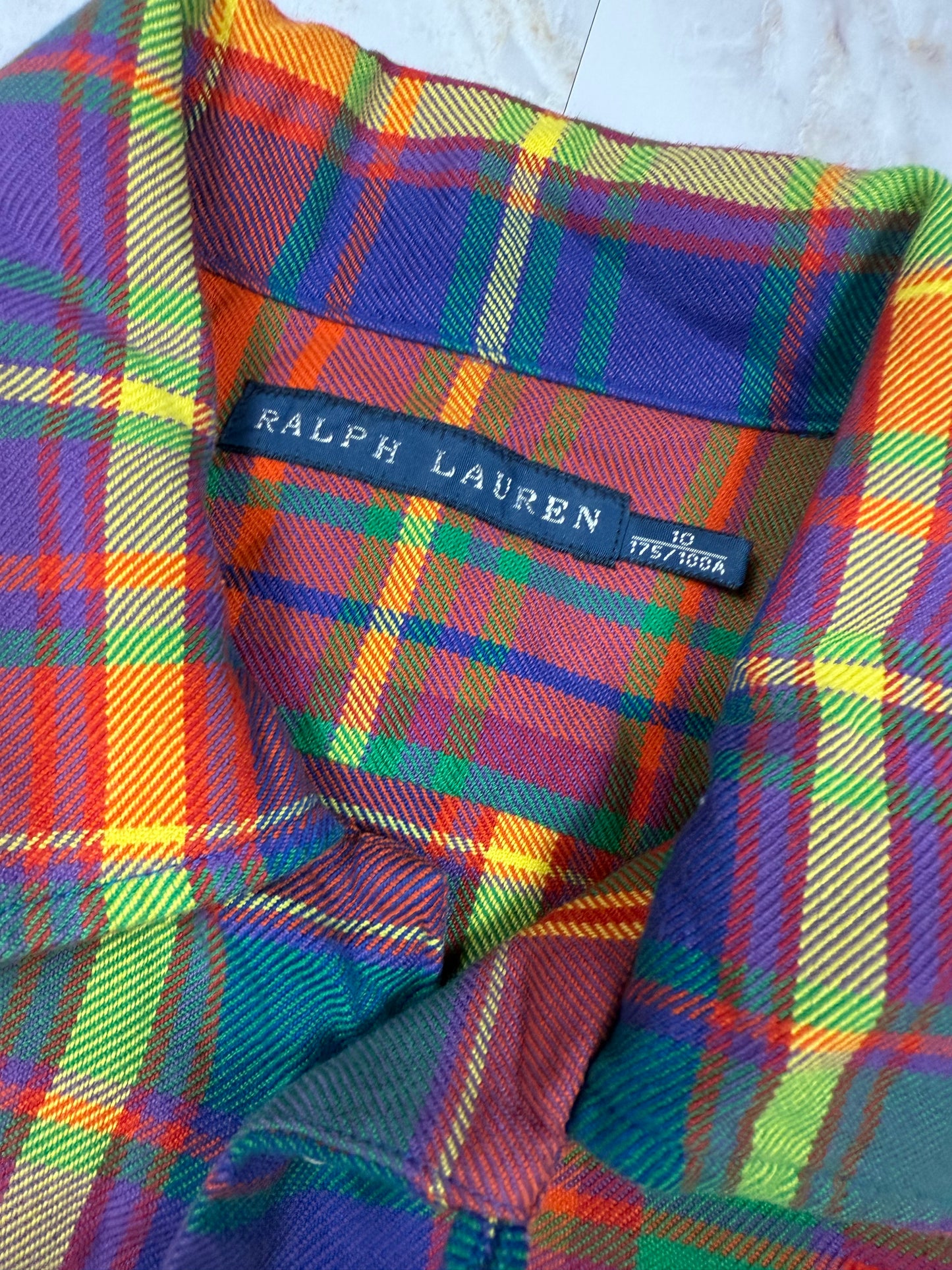 POLO RALPH LAUREN マルチカラー チェックシャツ 長袖 コットン100% エルボーパッチ付き メンズ
