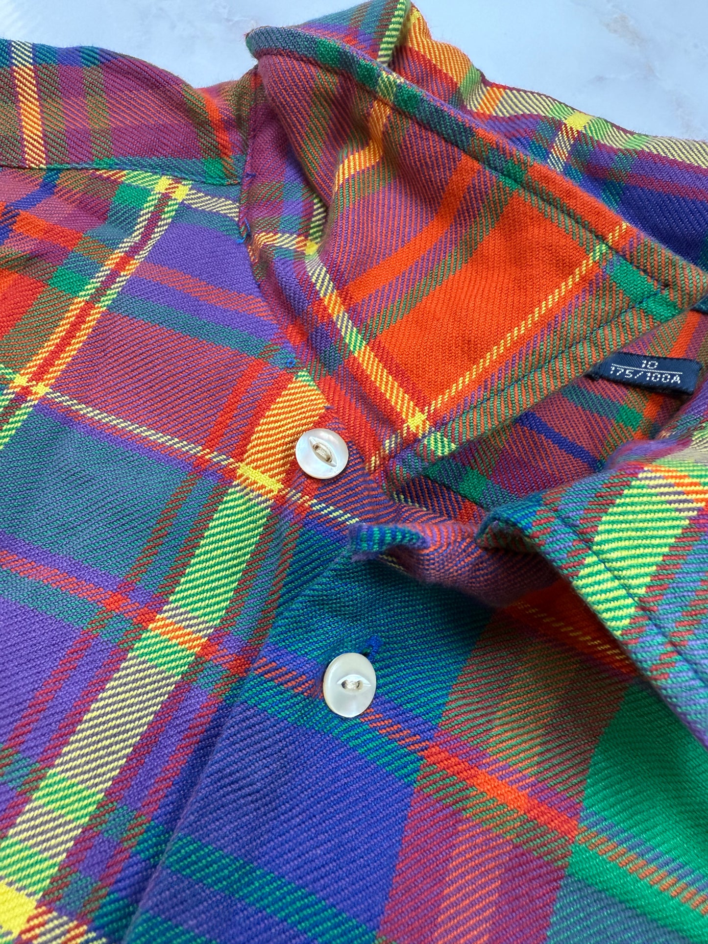 POLO RALPH LAUREN マルチカラー チェックシャツ 長袖 コットン100% エルボーパッチ付き メンズ