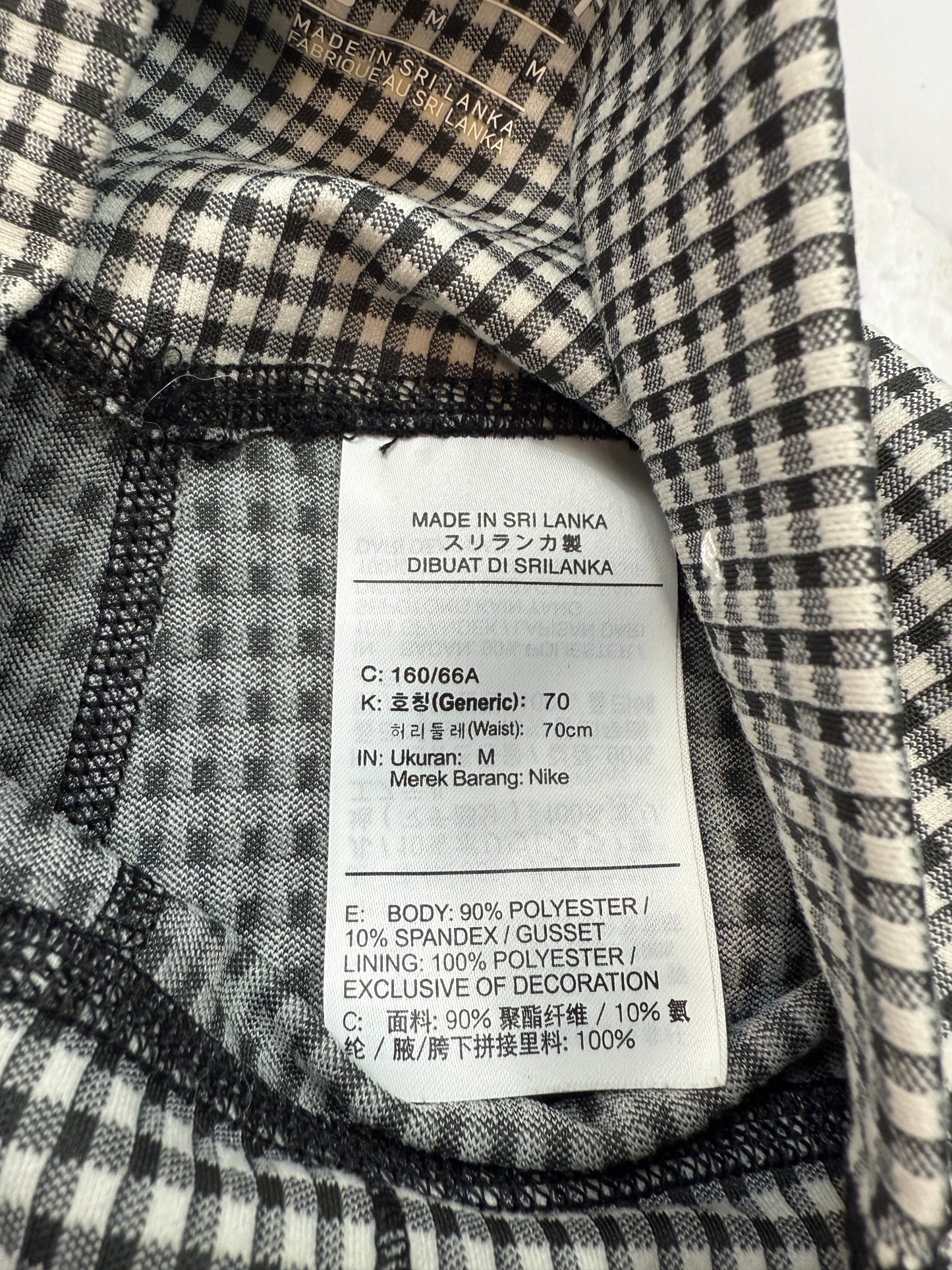 NIKE ナイキ Dri-FIT レギンス チェック柄 ブラックホワイト Mサイズ 吸汗速乾 スポーツウェア ヨガ フィットネス