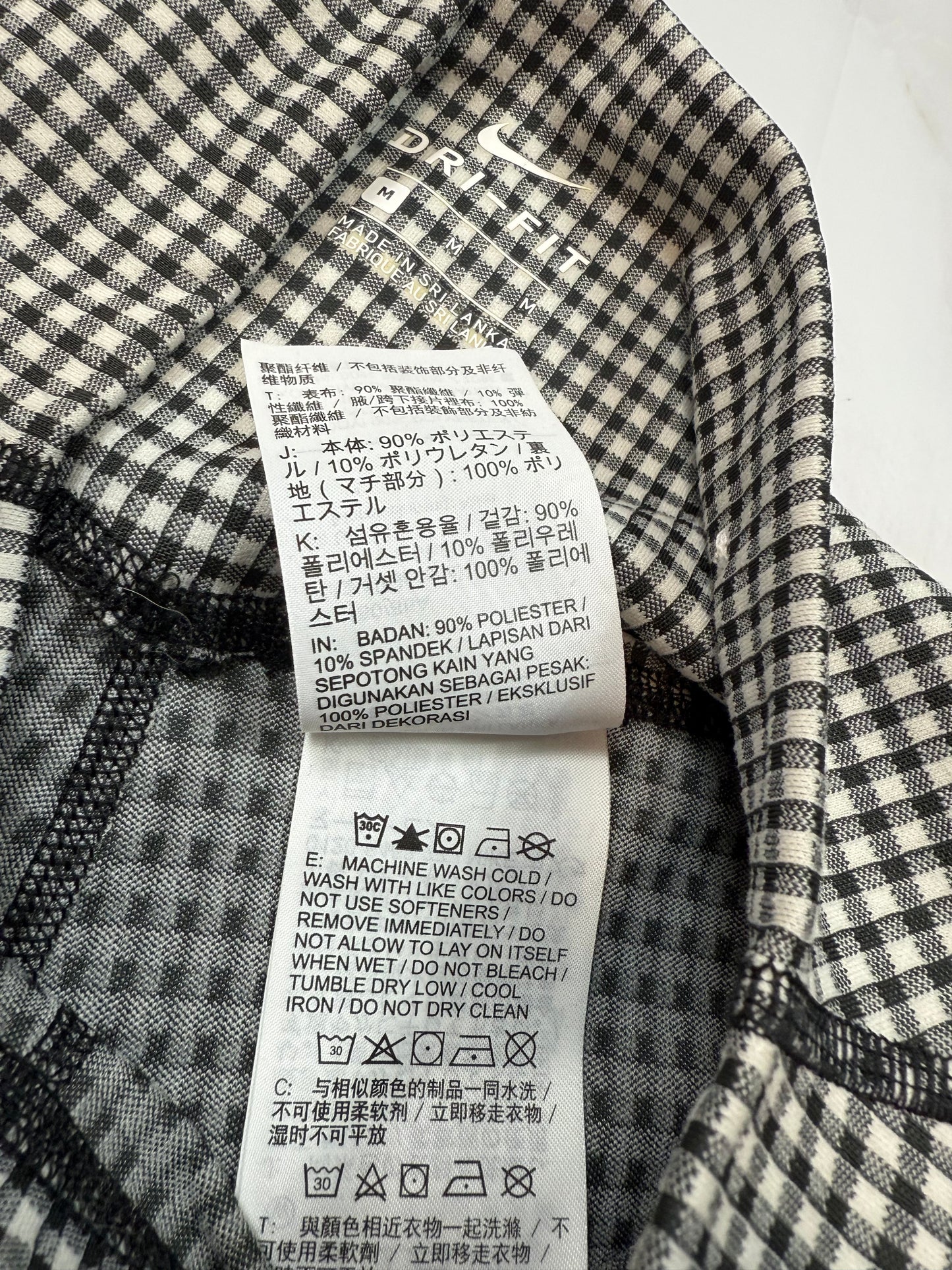 NIKE ナイキ Dri-FIT レギンス チェック柄 ブラックホワイト Mサイズ 吸汗速乾 スポーツウェア ヨガ フィットネス