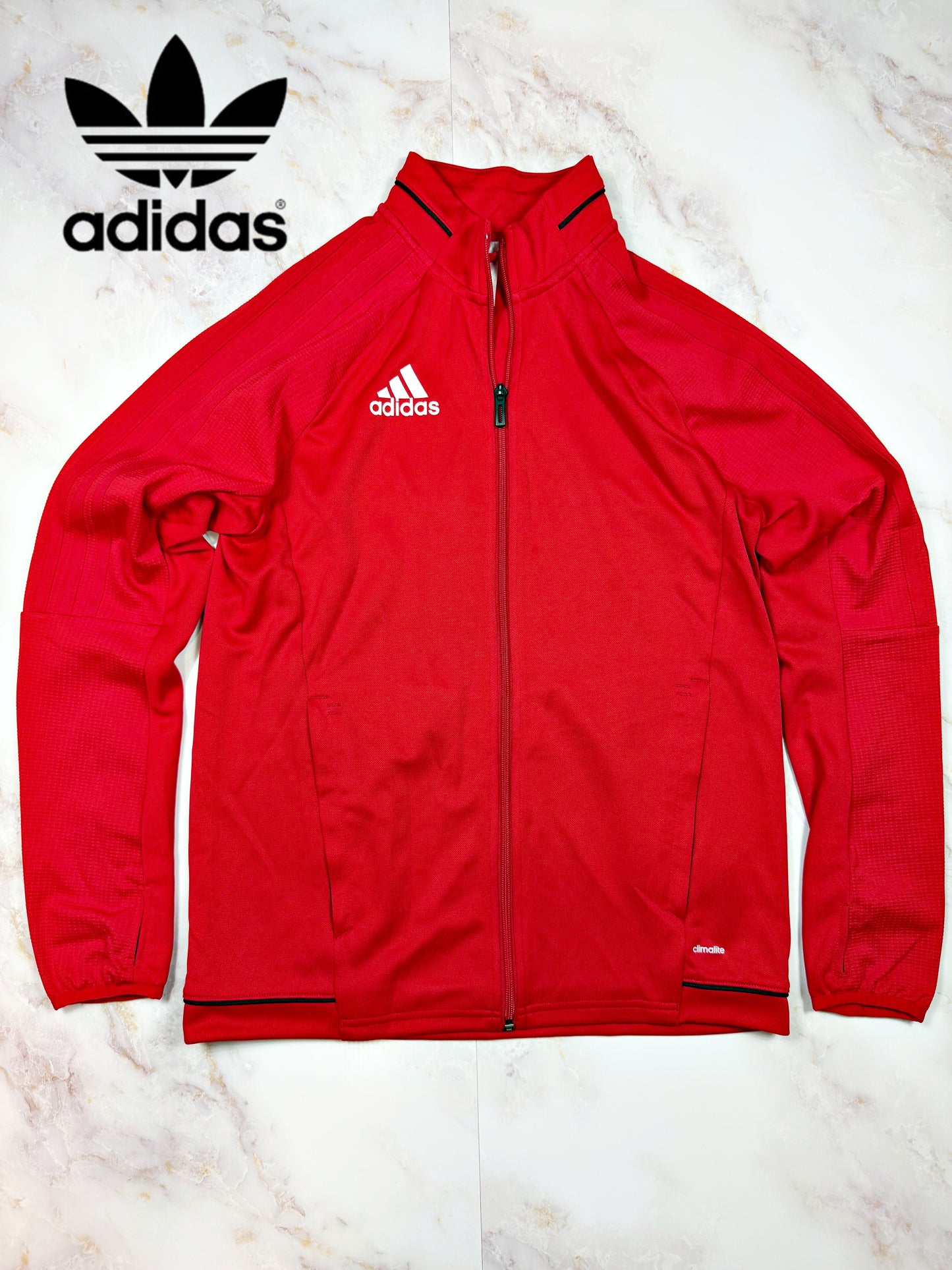 【adidas/アディダス】Climalite トレーニングジャケット レッド 160 メンズ/レディース兼用 スポーツウェア BQ2715