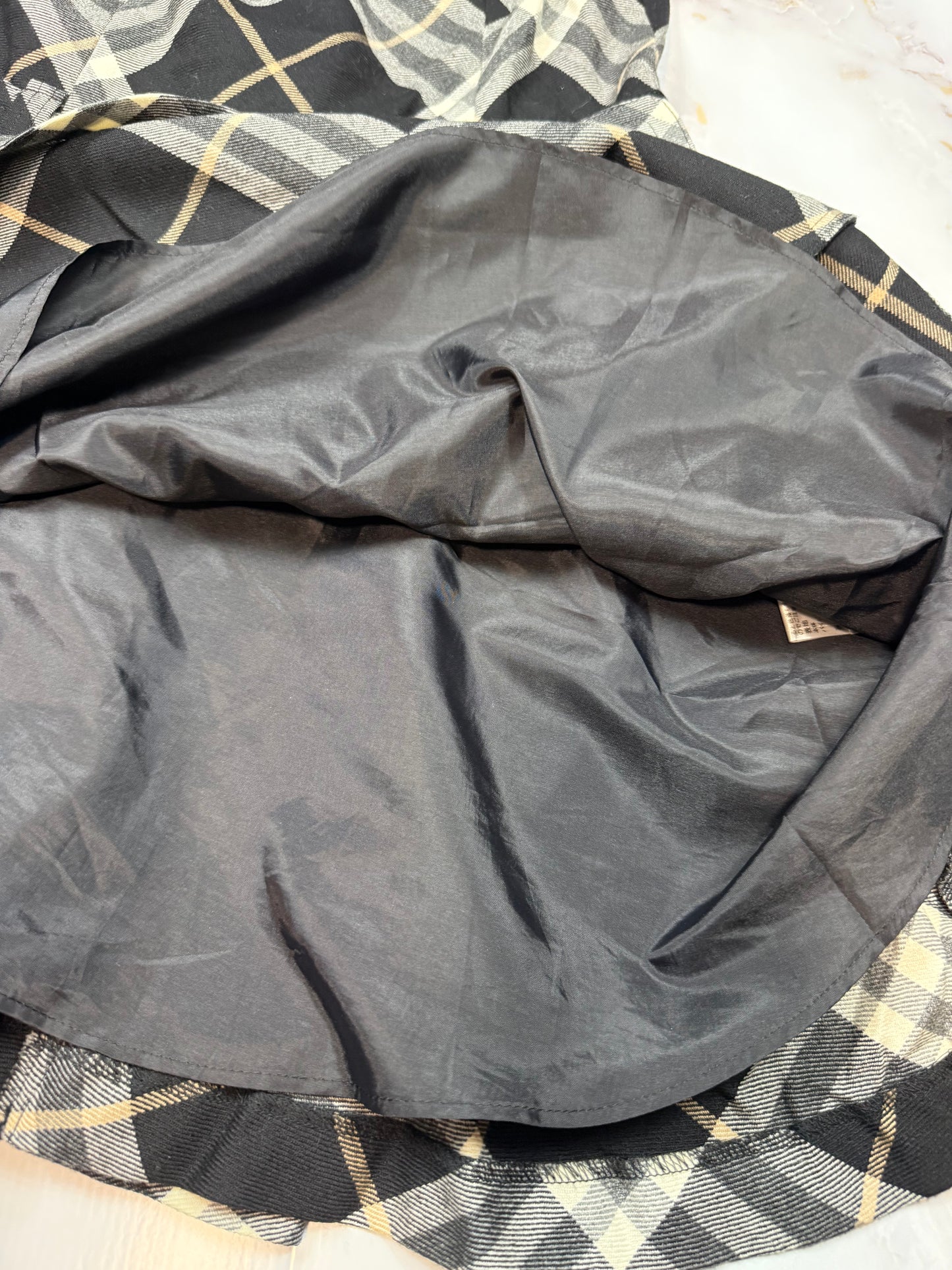 BURBERRY BLUE LABEL チェック柄 ウールワンピース ベルト付き レディース 38 日本製