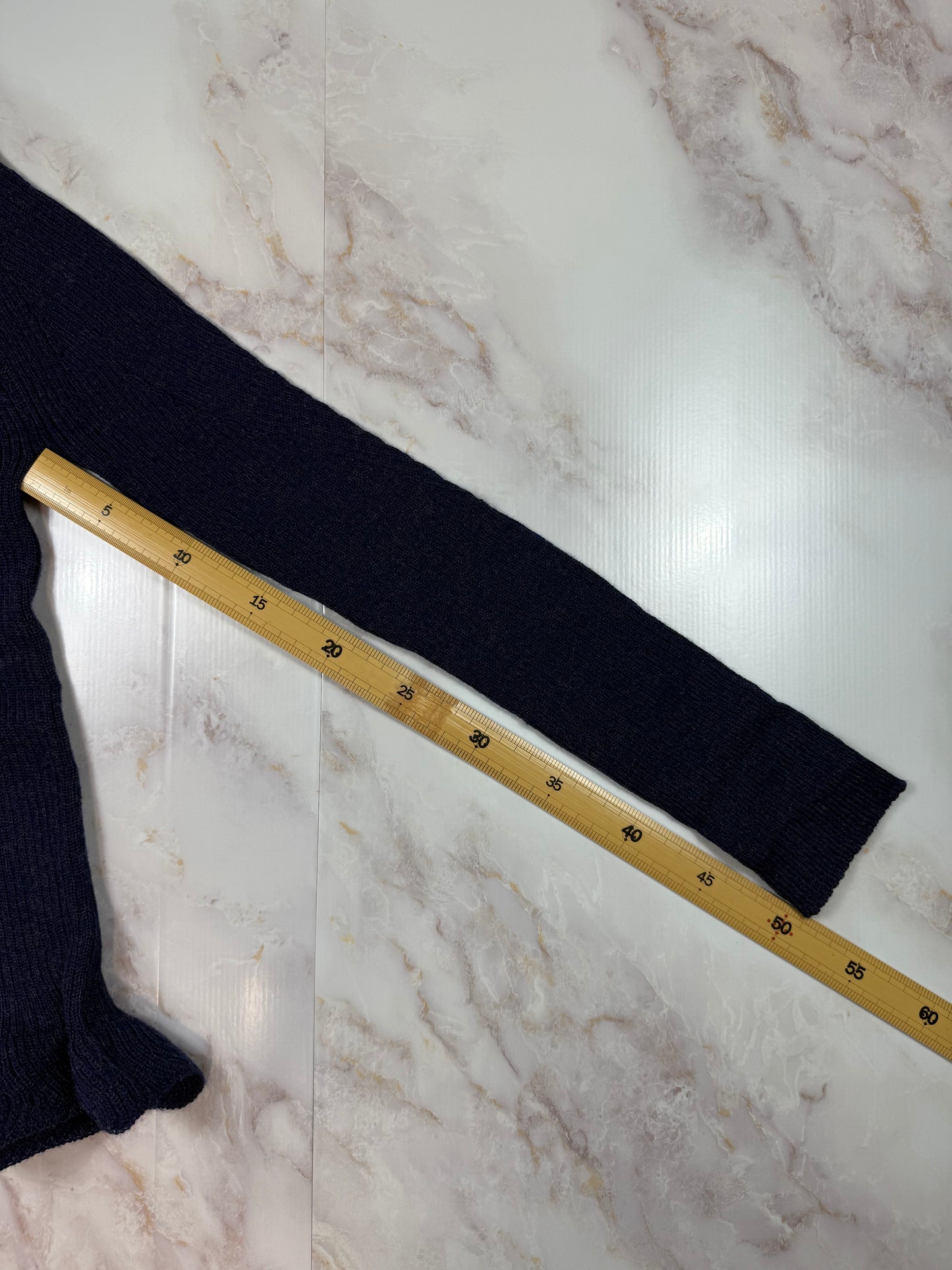 【Acne Studios】リブ編み タートルネックセーター ブルー系 レディース 裾フリルデザイン