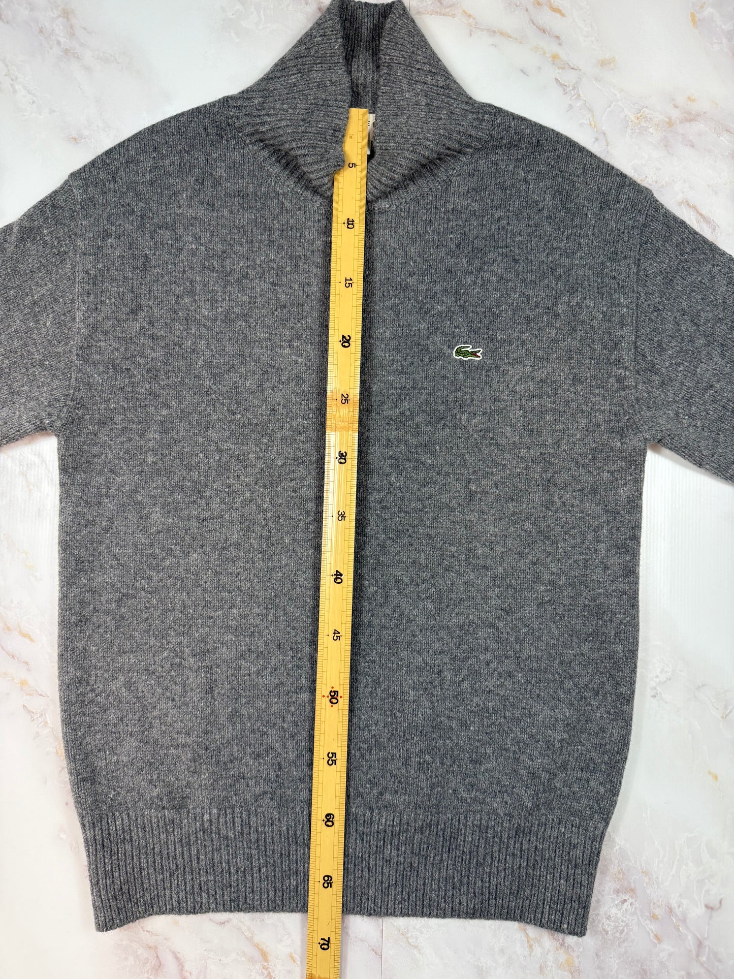 【LACOSTE】ハーフジップ ウールニット グレー FR3/US Sサイズ メンズ 長袖 セーター ラコステ
