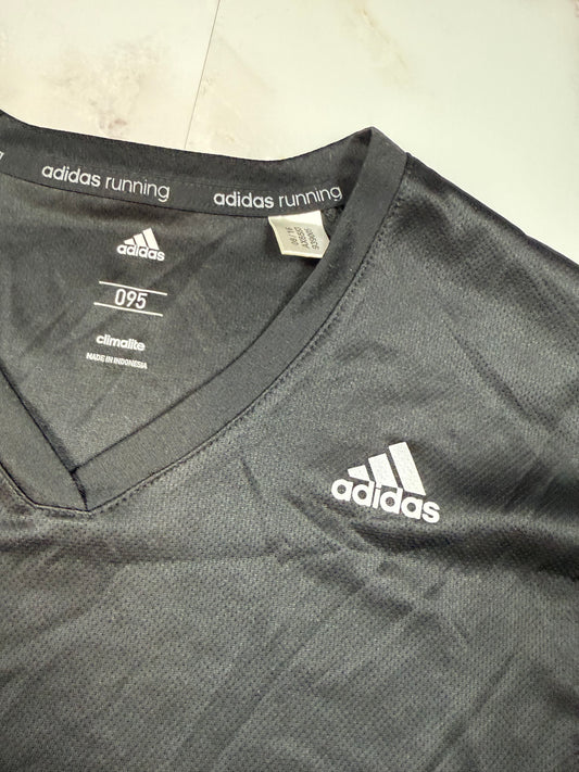 【adidas アディダス】Climalite Response Vネック 長袖ランニングTシャツ ブラック メンズ 95サイズ 吸汗速乾 スポーツウェア