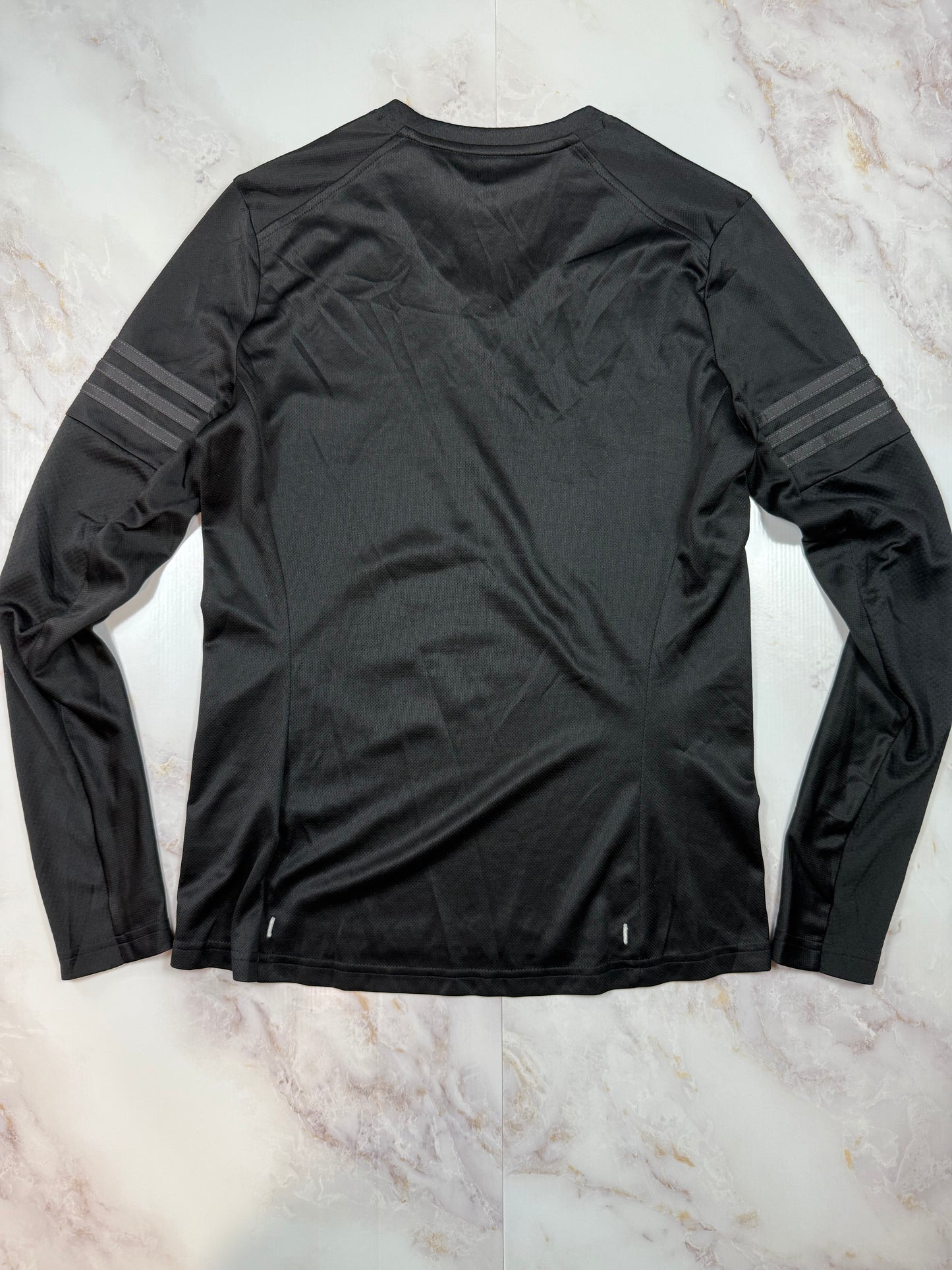 【adidas アディダス】Climalite Response Vネック 長袖ランニングTシャツ ブラック メンズ 95サイズ 吸汗速乾 スポーツウェア