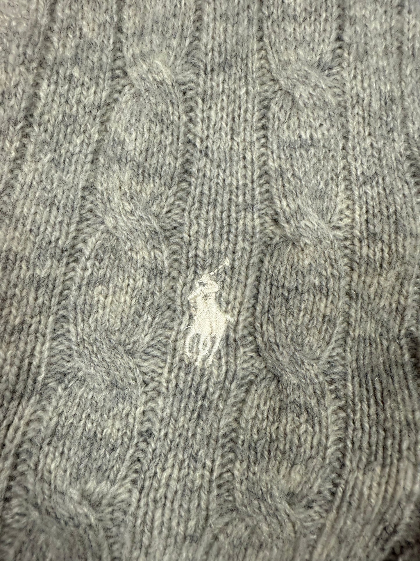 【POLO RALPH LAUREN】ケーブル編み Vネックセーター メンズ L グレー系 ウール×カシミヤ混 ラルフローレン ニット