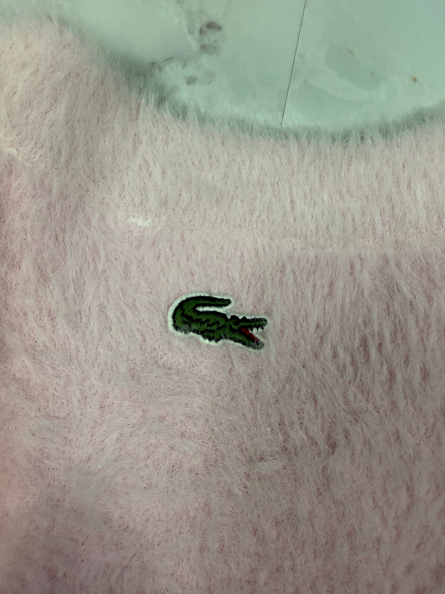【LACOSTE L!VE】ロゴ入り フェザーニット ピンク セーター レディース 36サイズ