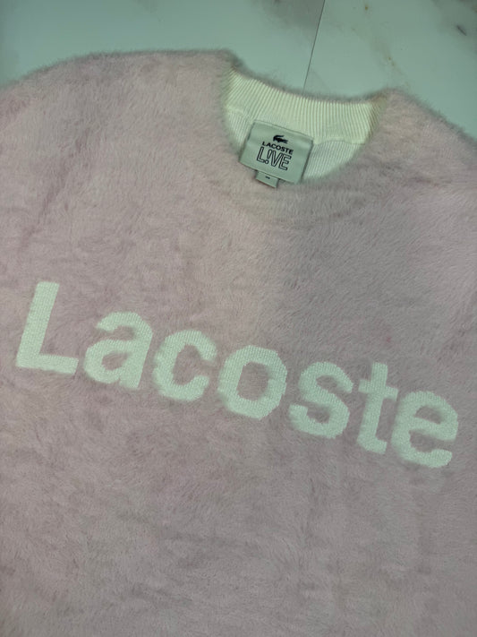 【LACOSTE L!VE】ロゴ入り フェザーニット ピンク セーター レディース 36サイズ