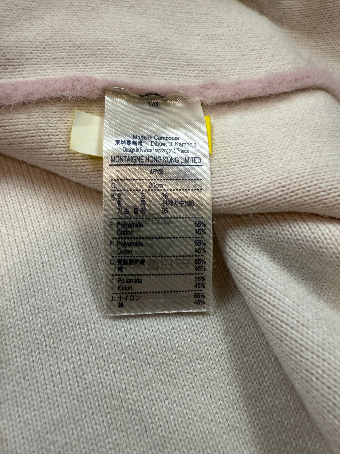 【LACOSTE L!VE】ロゴ入り フェザーニット ピンク セーター レディース 36サイズ