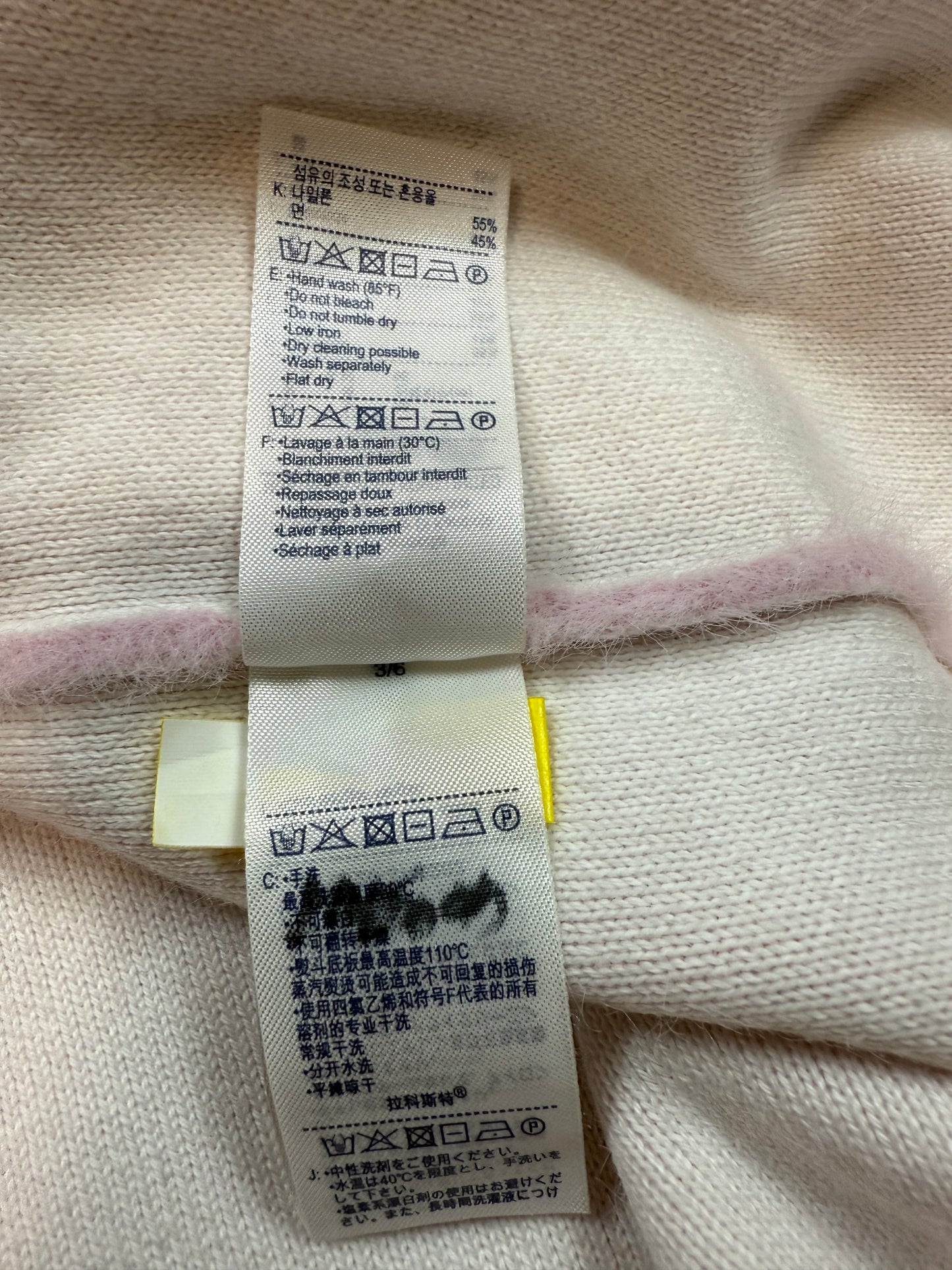 【LACOSTE L!VE】ロゴ入り フェザーニット ピンク セーター レディース 36サイズ