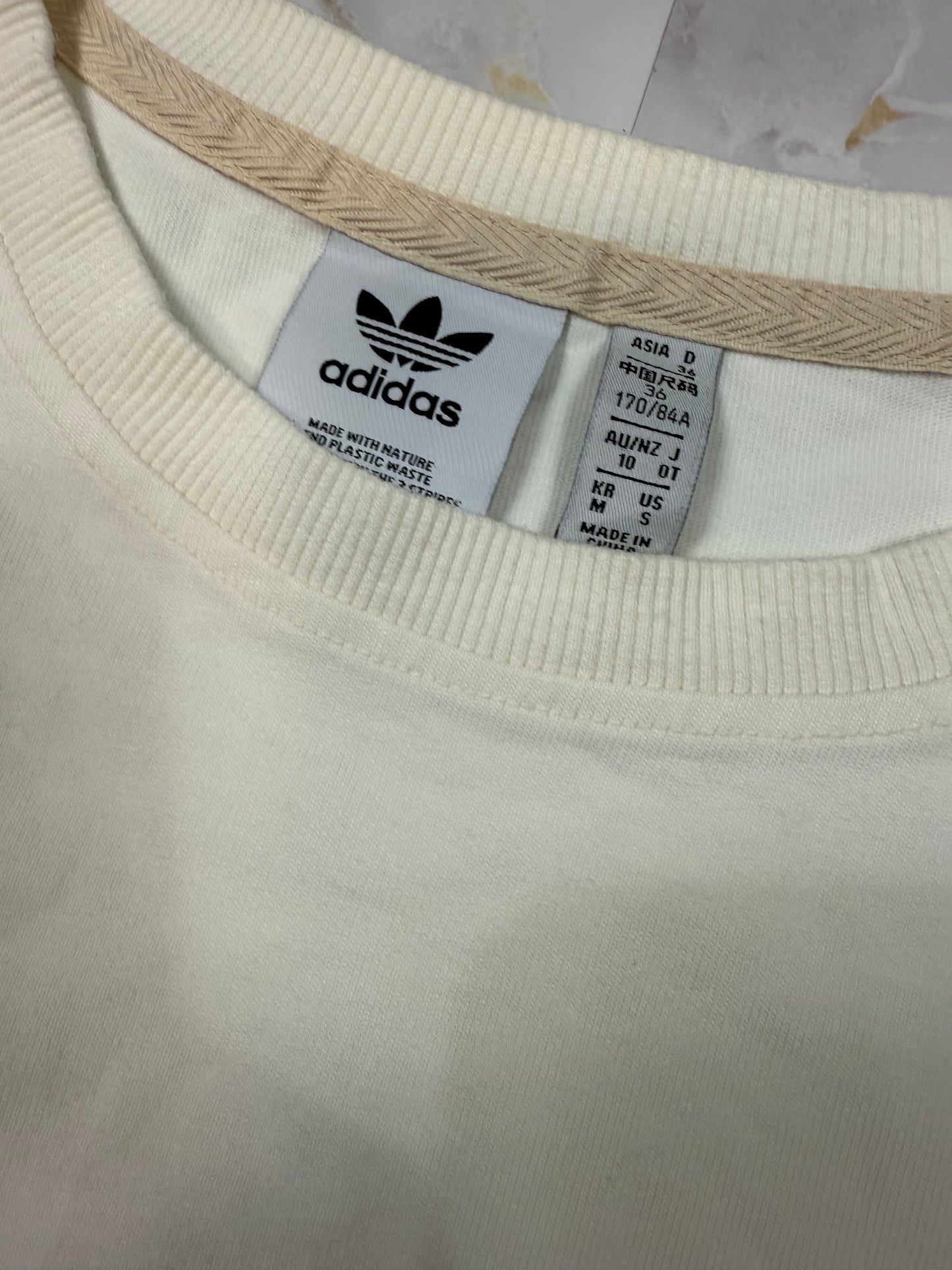 【adidas Originals】オーガニックコットン クロップドTシャツ 半袖 ホワイト レディース Mサイズ