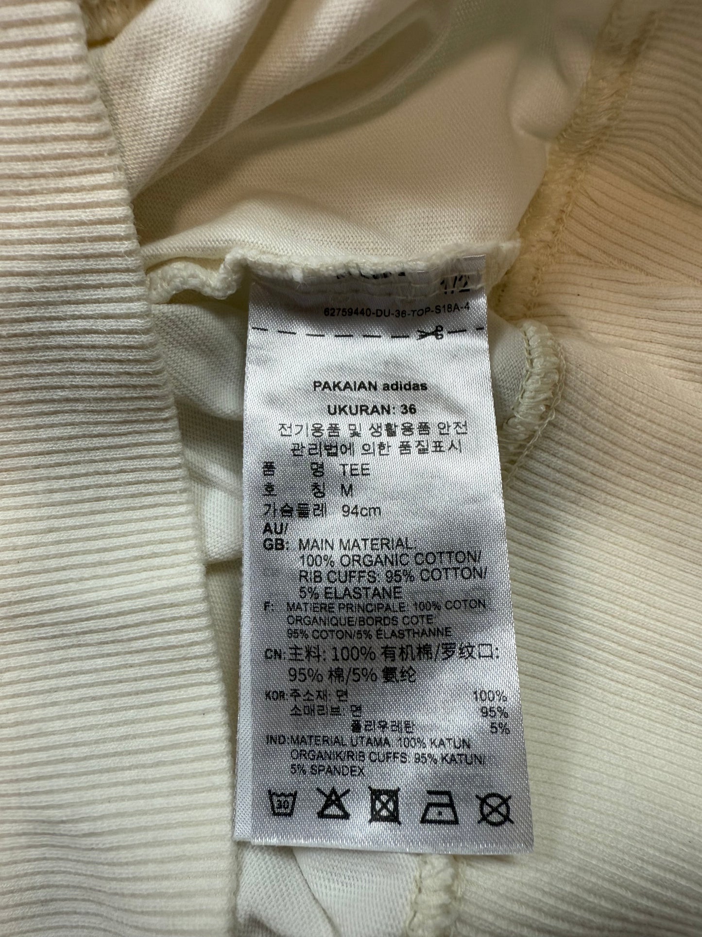 【adidas Originals】オーガニックコットン クロップドTシャツ 半袖 ホワイト レディース Mサイズ