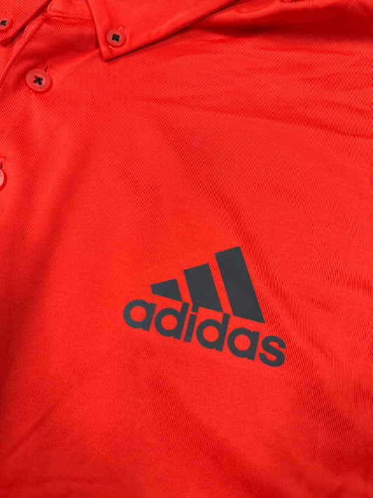 【adidas】アディダス ゴルフポロシャツ CLIMACOOL レッド 半袖 メンズ2XL 吸汗速乾 スポーツウェア
