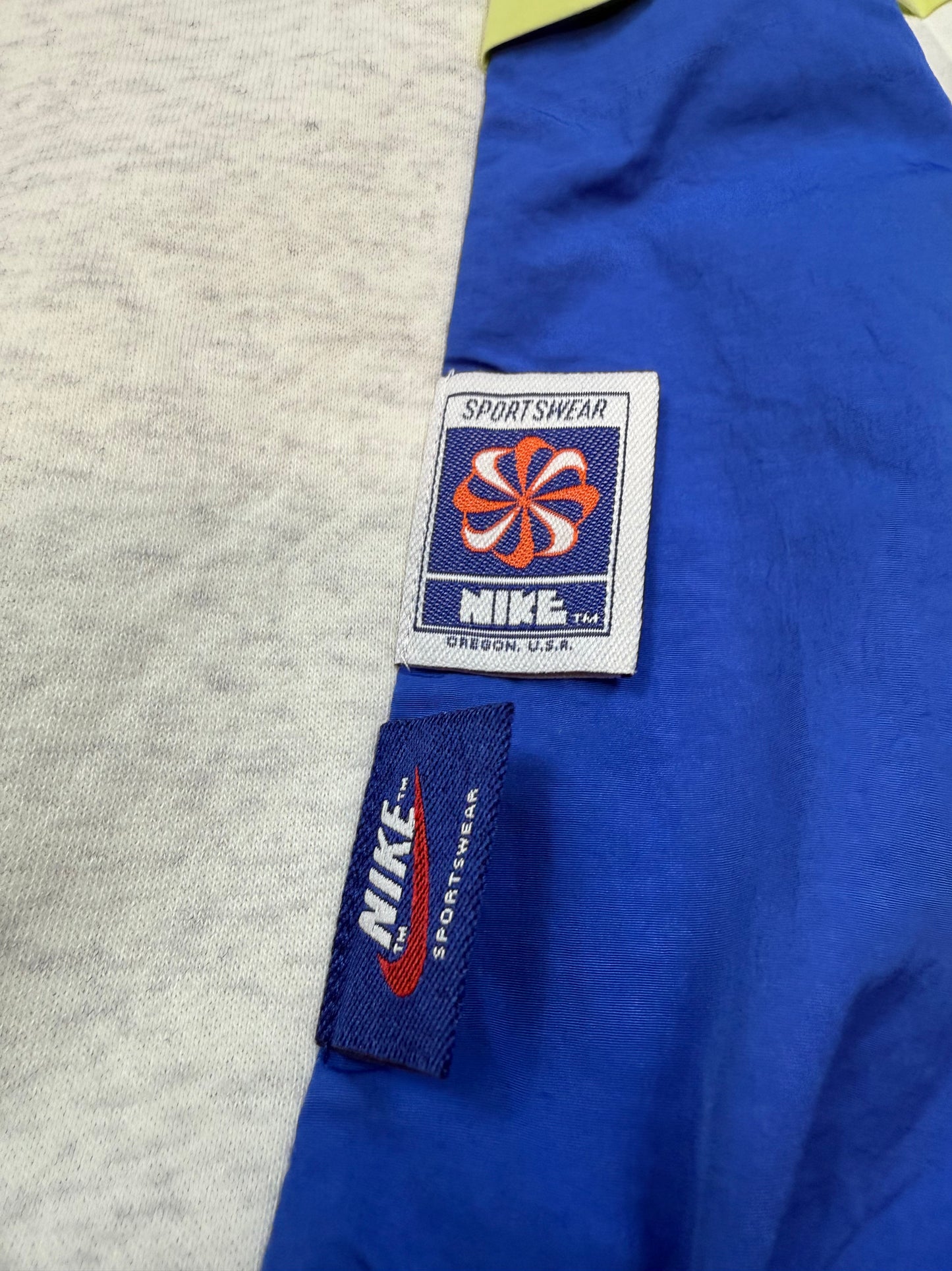 【NIKE】カラーブロック パーカー フーディ Mサイズ | グレー×ブルー×イエロー スポーツウェア