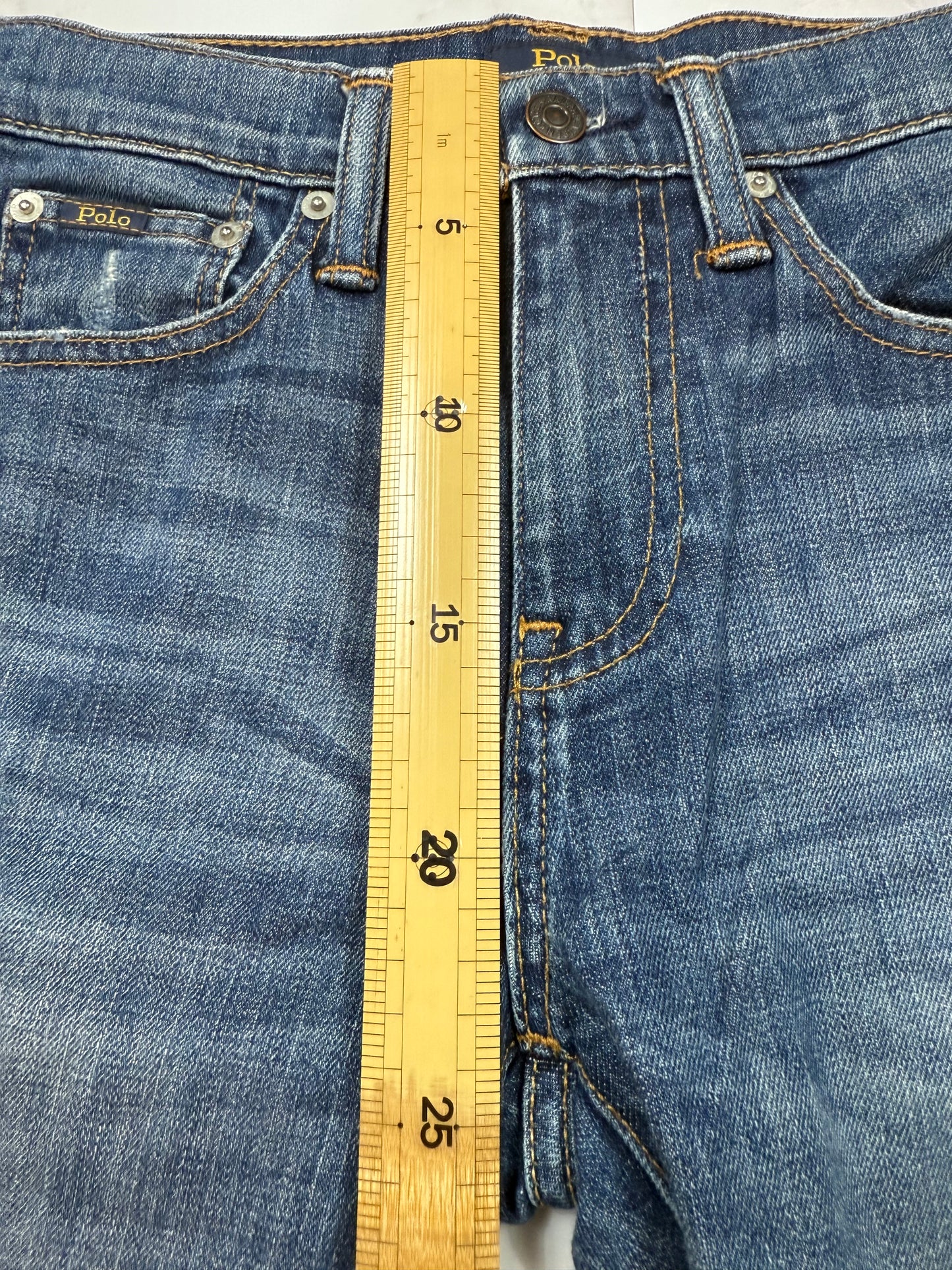 POLO RALPH LAUREN デニムパンツ レディース 25インチ ストレートカット 裾カットオフ加工