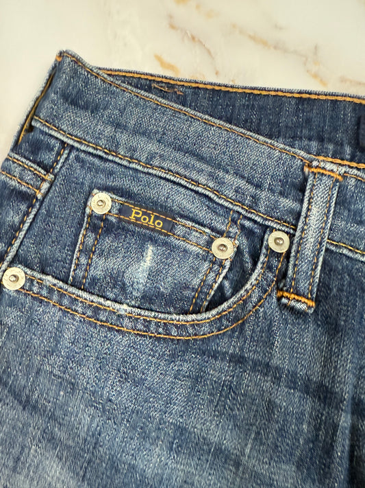 POLO RALPH LAUREN デニムパンツ レディース 25インチ ストレートカット 裾カットオフ加工