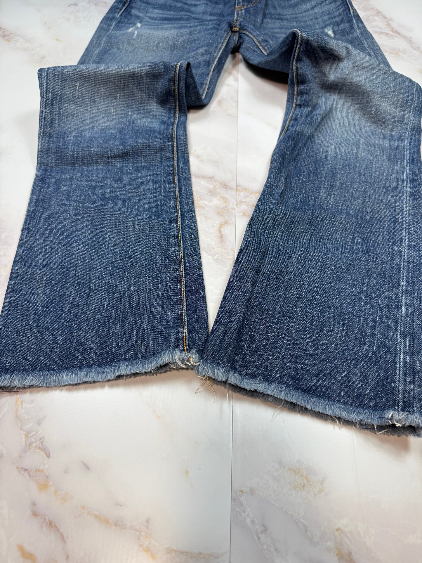 POLO RALPH LAUREN デニムパンツ レディース 25インチ ストレートカット 裾カットオフ加工