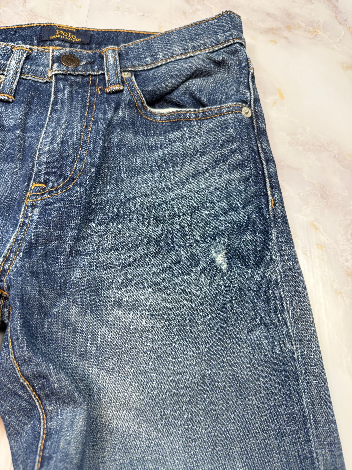 POLO RALPH LAUREN デニムパンツ レディース 25インチ ストレートカット 裾カットオフ加工